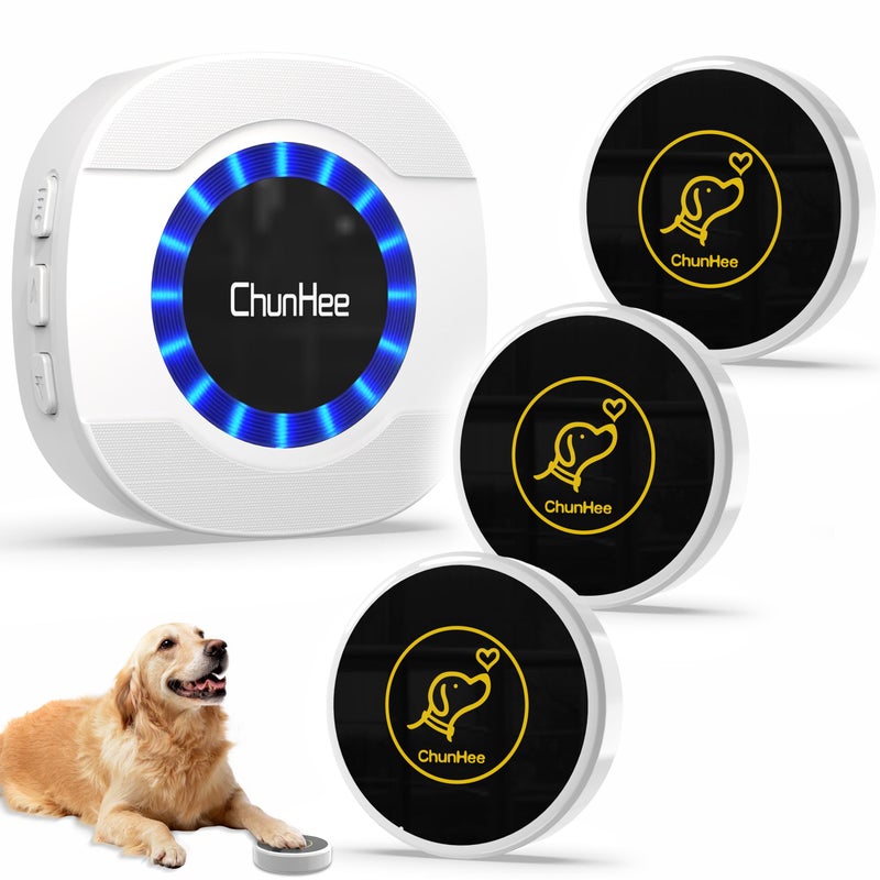 ChunHee Smart Dog Door Bell Wireless Puppy DoorBell for Potty Training, Dog Bells to go Outside, Bells for Dogs to Ring to go Potty, 2 Dog Buttons [New 2025] - Image 1
